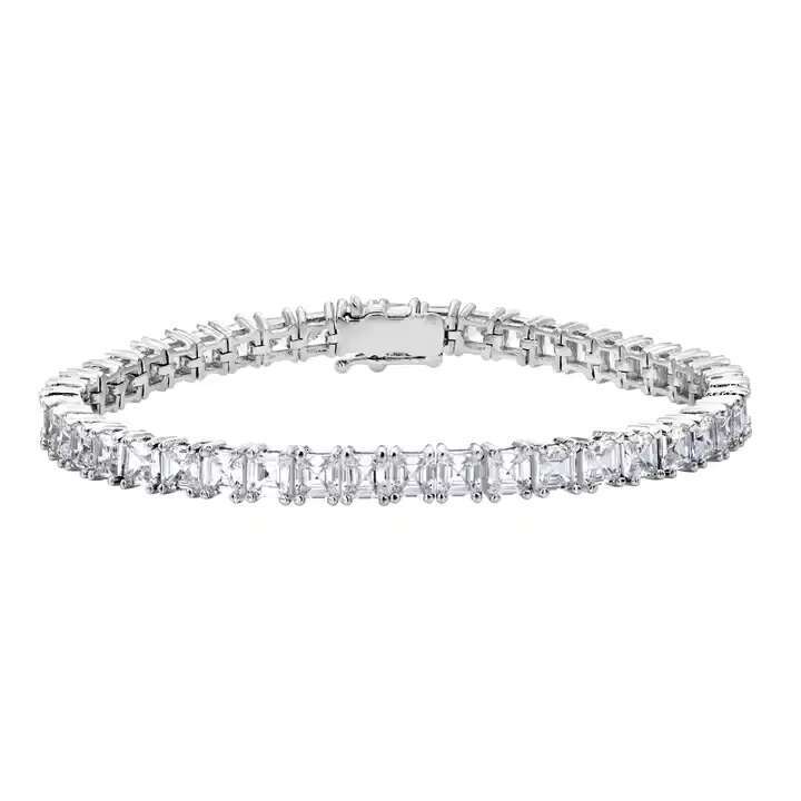 925 Sterling Silver Trendy Jewelry Iced Out Bling Asscher Cut Moissanite Tennis Bracelet