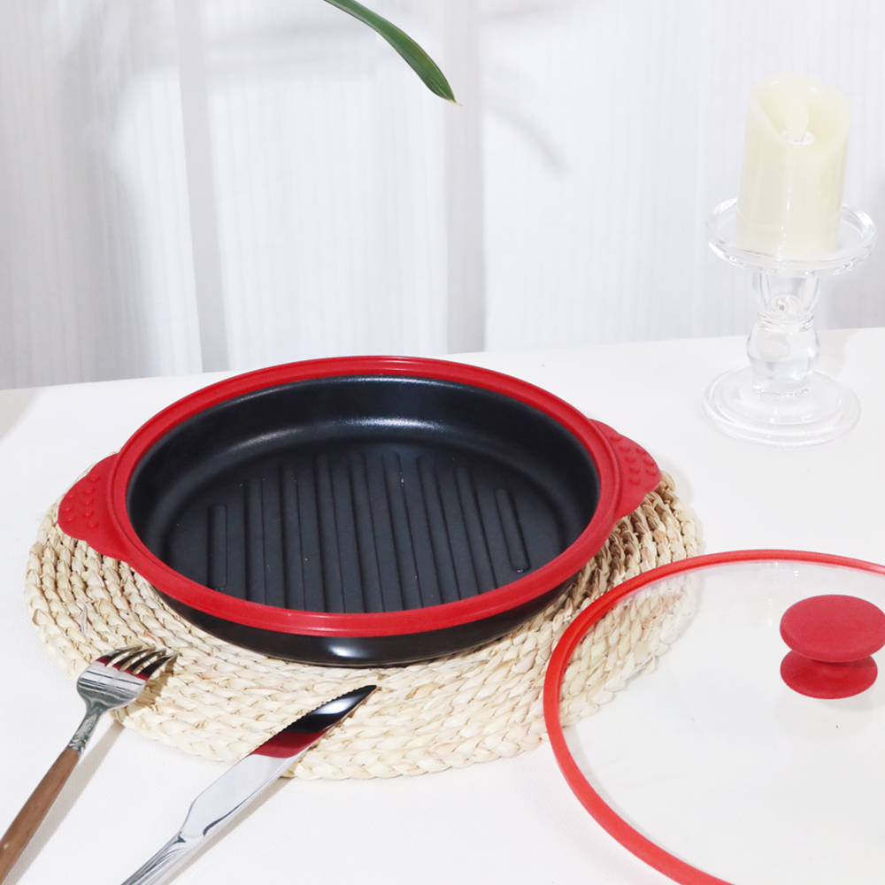 Microwaveable Round Korean Roasting Pan with Lid Multi-functional microwave cookware suitable for roasting meats sandwiches and vegetables For home us