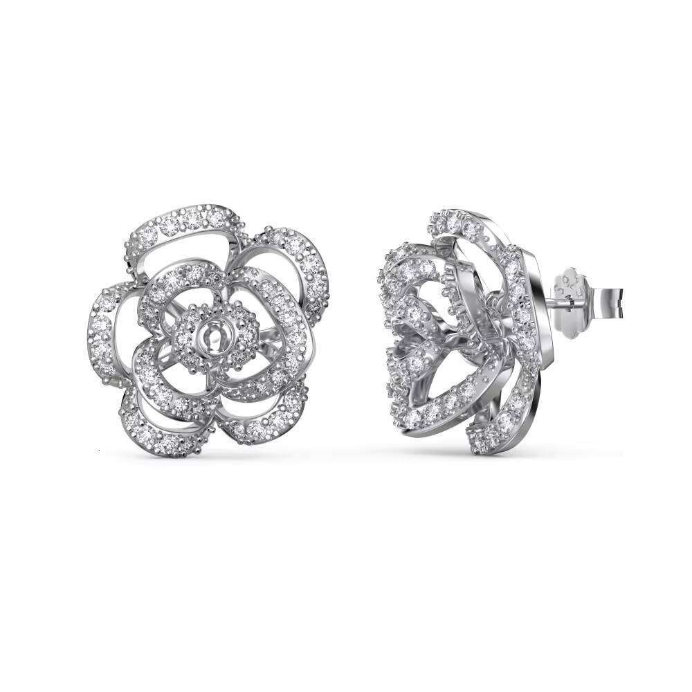 DHcollections S925 Sterling Silver Earrings - Geometric Leaf & Butterfly Studs with Zirconia | Minimalist Luxury Ear Jewelry for Women