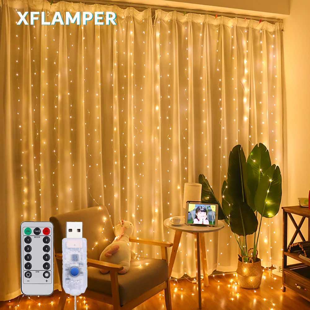 3M USB Window Curtain Lights Remote Control 8 Modes Garland for Christmas Wedding Party Holidays Bedroom Decoration W250701