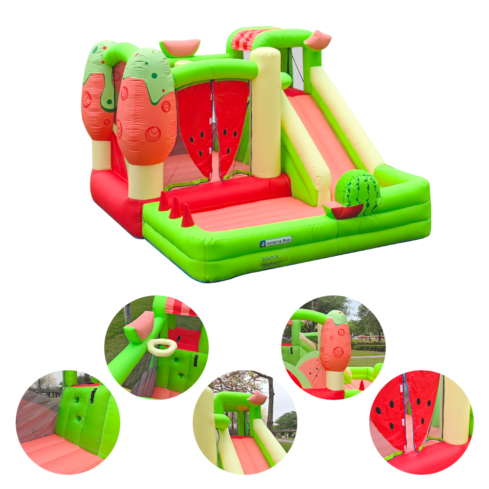 Colorful Watermelon Patterned Inflatable Play Area for Kids - Safe & Fun Trampoline Experience