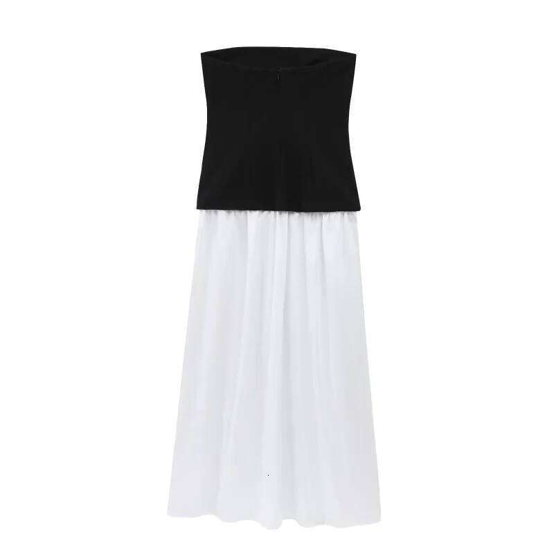 hoodie Women's Wear TRAF Women's Spring Collection Elegant Fashion Party Color Contrast Patchwork Sexy Strapless Dress jacket