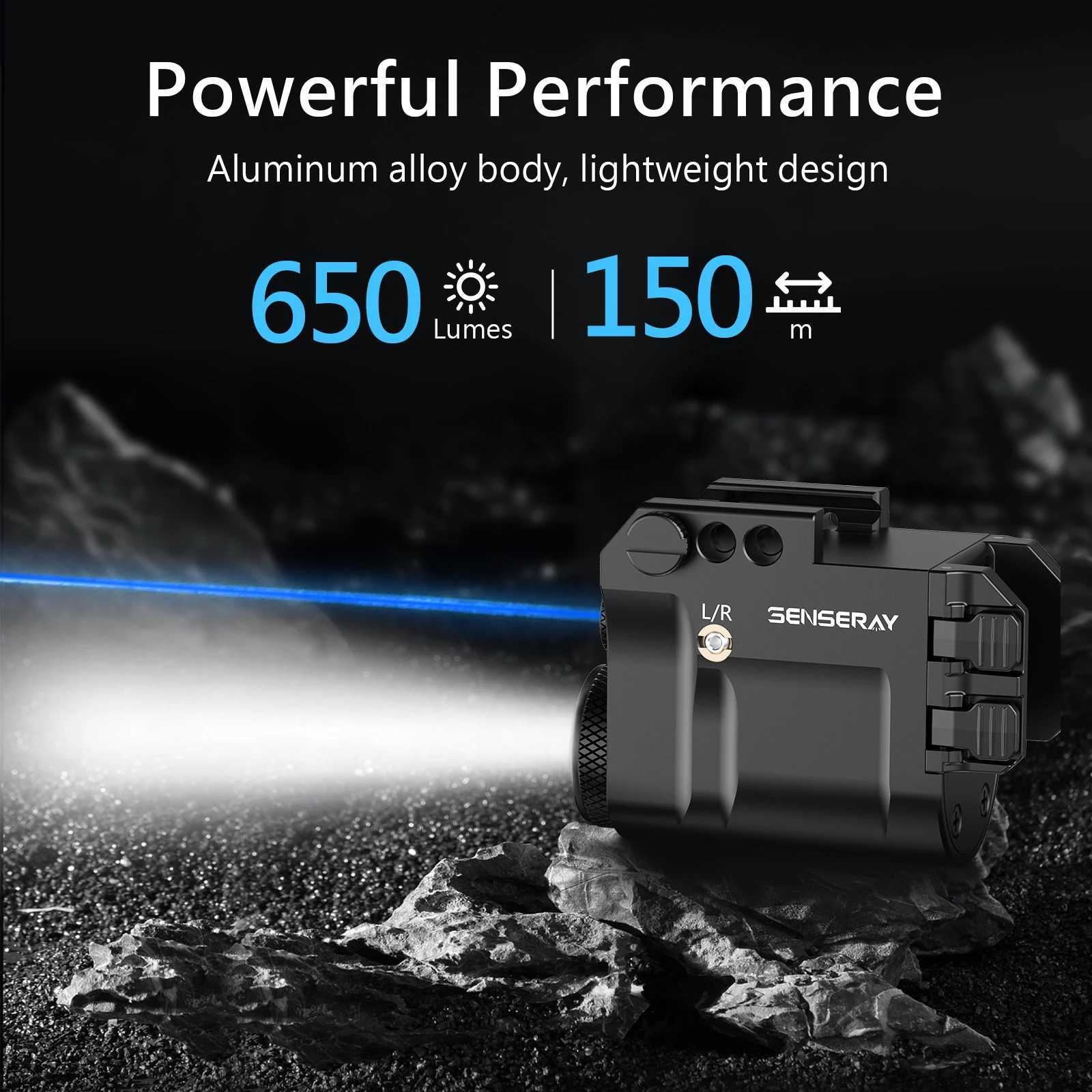 Tactical Pistol Light Rechargeable Blue Laser LED Weapon Light Fit Glock 17 19 20mm Pic Rail Mounted Flashlight Airsoft Gun Lamp XJ250701