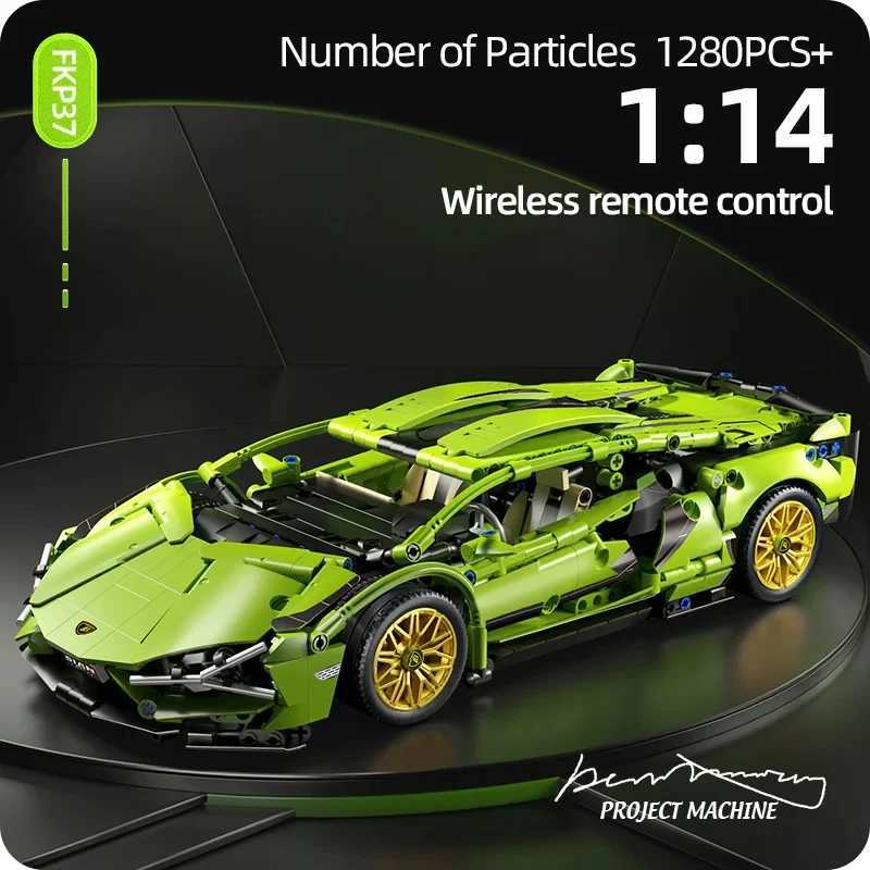 Technical Super Speed Green Lamborghini Sports Car Model Building Blocks Famous Vehicle Assemble Bricks Kid Toys for Adult Gift XJ250702