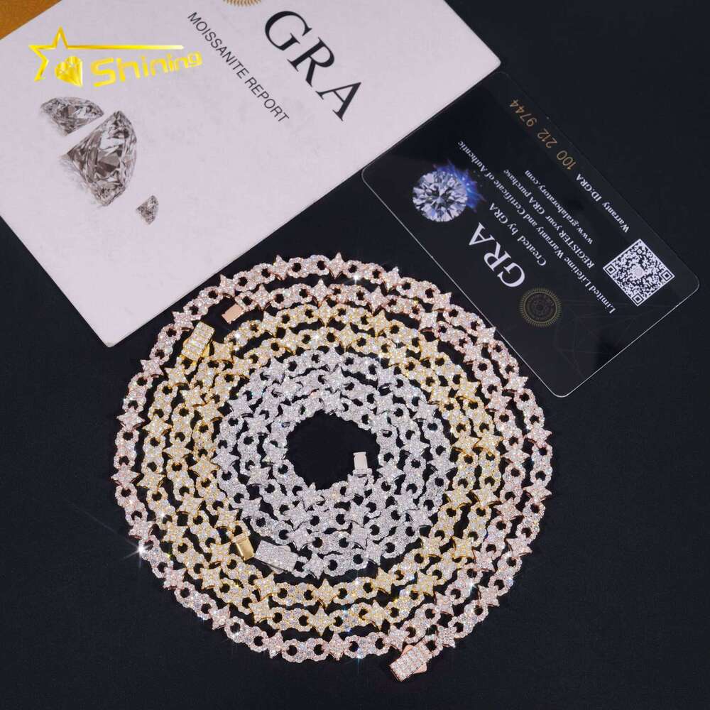 New Design Moissnaite Sterling Sier Gold Plated Unisex Necklace Bracelet Jewelry Set