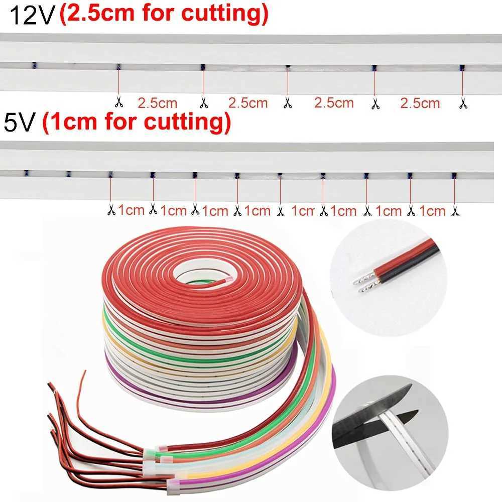 5V 12V LED Neon Strip DIY Sign Light SMD 2835 LEDs/m Flexible Silicone Rope Tube Waterproof 1cm 2.5cm Cut For Home Decoration W250701
