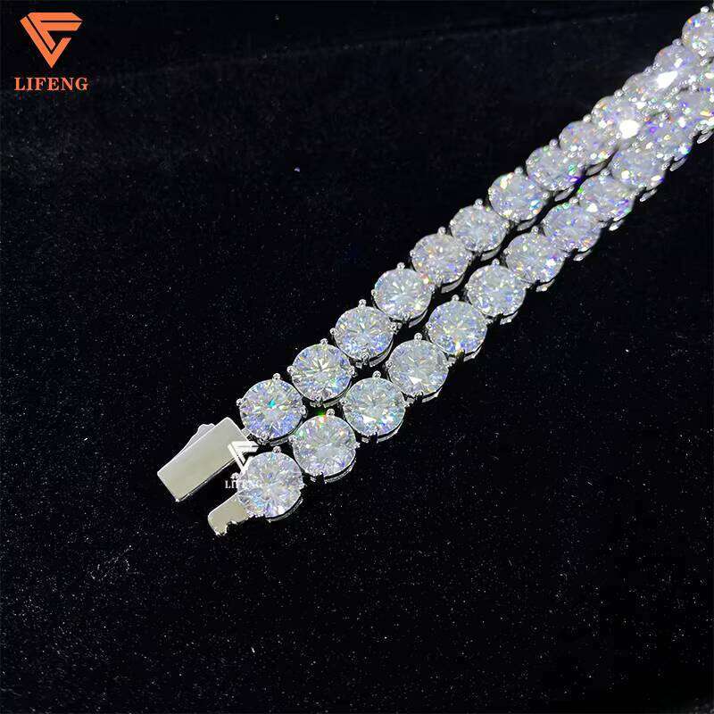 8Mm Tennis Necklace Bracelet D VVS Sterling Sier Cubic Pattern Hip Hop Style Moissanite Cuban Pearl