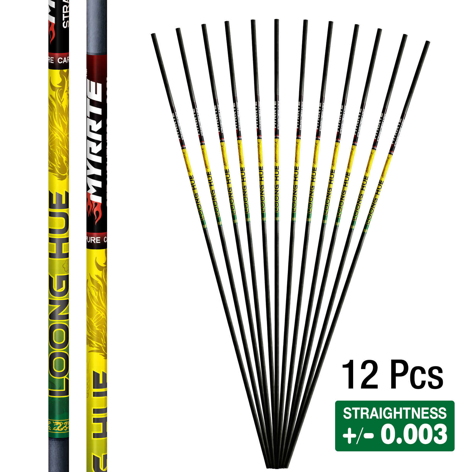 31-inch Carbon Shaft DIY 12Pcs +/-.003 Straightness Spine 350-1500 Pure Carbon Arrow Shaft Arrows Hunting Shooting Shaft Can Be Customized