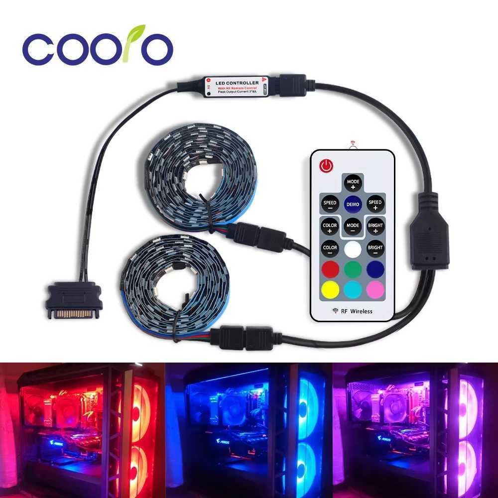 DC5V 5050 RGB Strip LED Strip Flexible Light 30LEDs/m 2PCS Set for PC Computer Case Decoration with SATA Interface+1 to 2 Splitter W250701