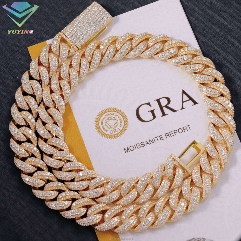 Bestselling Pass Tester 15Mm Pure Sier Iced Hip-Hop FL Cubic Zirconia Cuban Chain For Men