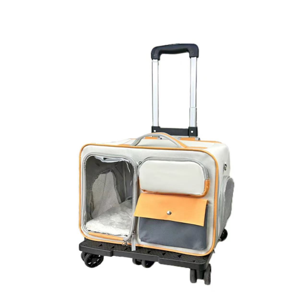 Pet rolling suitcase portable large-capacity cat bag stress-resistant cat and dog bag small dog luggage box outdoor pet backpack