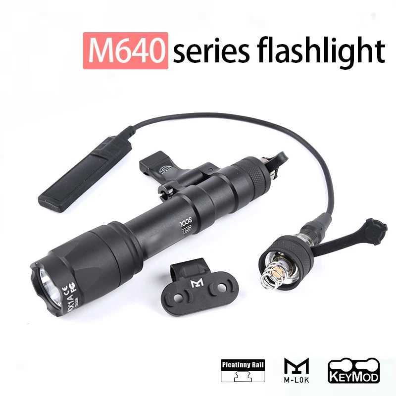 Tactical M640 Search Light Airsoft Metal Hunting Weapon Flashlight With Side Mount Rail Base Fit MLOK/KEYMOD/Picatinny Rail XJ250701