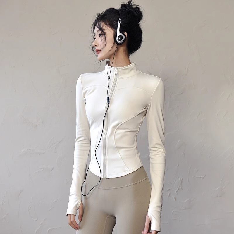 Spring and Autumn Lulu Women's Clothing Sports Top Running Fitness Shirt Long Sleeve Yoga Zipper Jacket