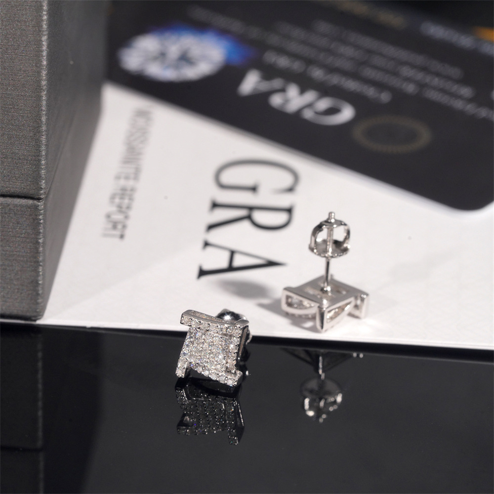 Earring Hip Hop Jewelry Iced Out VVS Diamond Moissanite Gold Plated 925 Sterling Silver Screw Stud Earrings