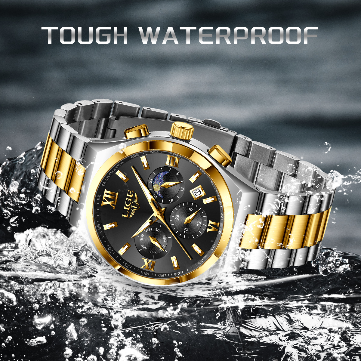 LIGE Quartz Watch Waterproof Watch Top Men Brand watch Universal Style Square Case Fashion Business Watch Holiday Gift Teen Watch Student Watch