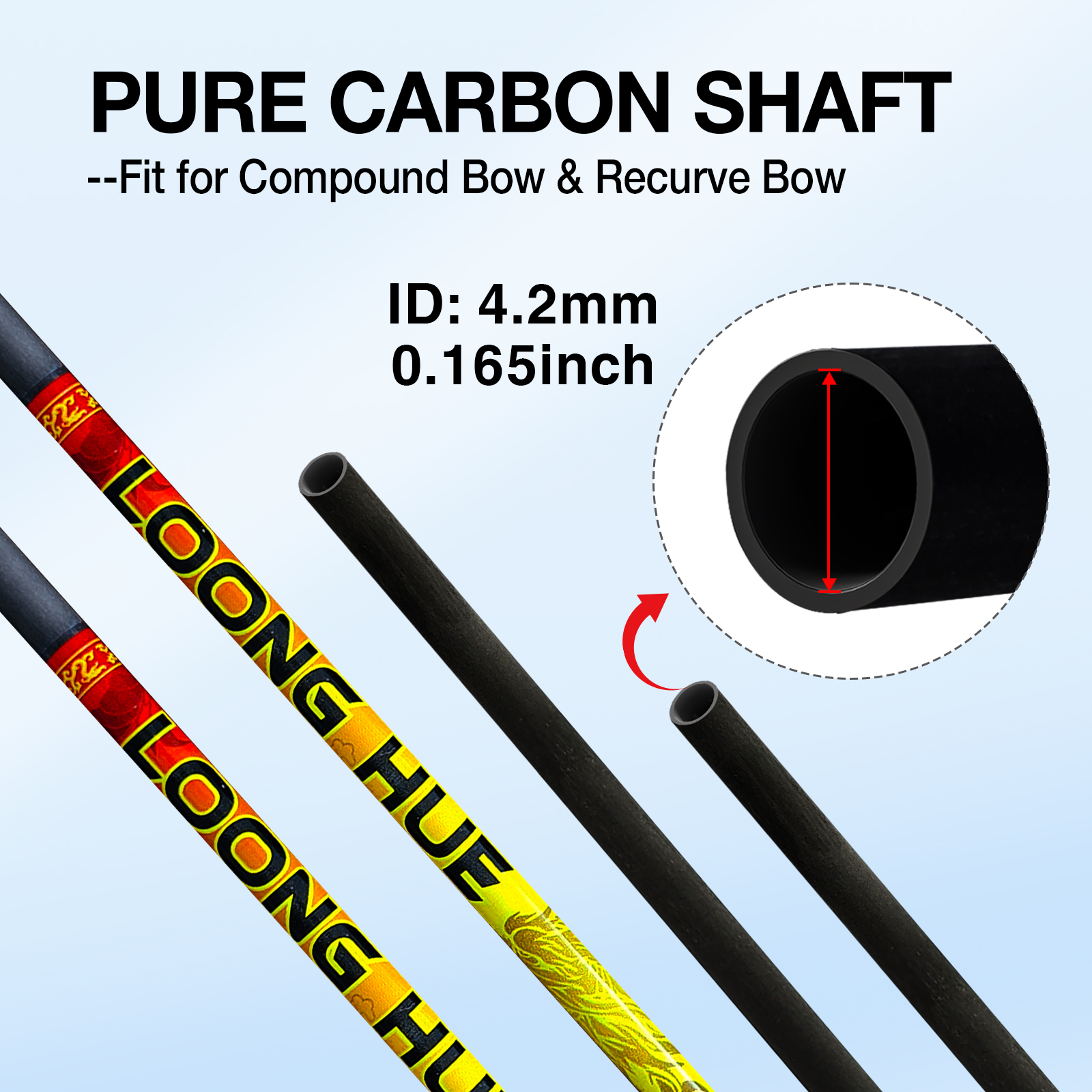 31-inch Carbon Shaft +/-.001 Straightness Spine 350-1500 DIY Pure Carbon Arrow Shaft Arrows Hunting Shooting Shaft Can Be Customized 6Pcs