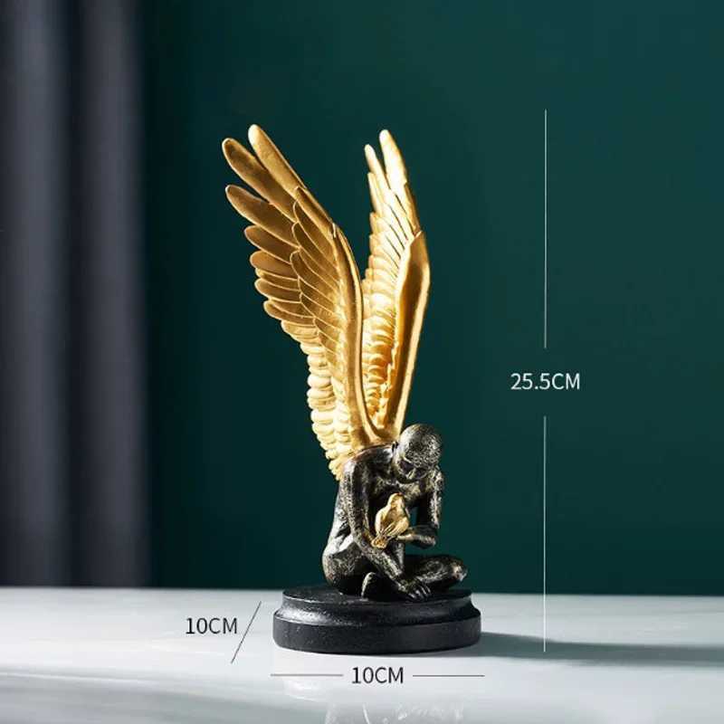 Angel wing model statue golden resin creative modern abstract sculpture he decorates life decoration Y250509