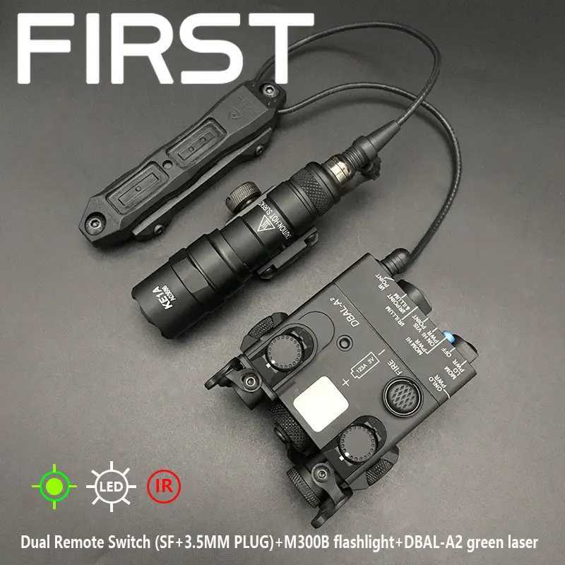 DBAL-A2 Metal Set M300B Flashlight+Dual Control Pressure Switch Combo Red Green Laser Airsoft Tactical Hunting Weapon LightXJ250701