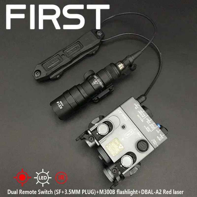 DBAL-A2 Metal Set M300B Flashlight+Dual Control Pressure Switch Combo Red Green Laser Airsoft Tactical Hunting Weapon LightXJ250701