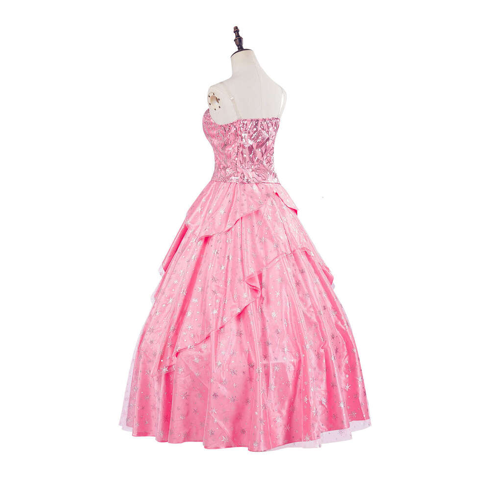 Magic Bad Witch Glinda Pink Waist-Cinching Strap Dress Cosplay Costume