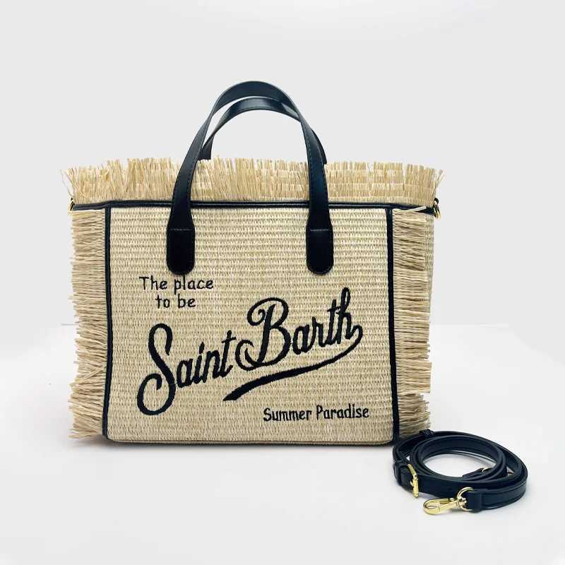 Ladies Handbag New Small Straw Mat Hand Embroidered Letter Woven Fashion Canvas High Quality Multifunctional Ladies Tote Bag W250702