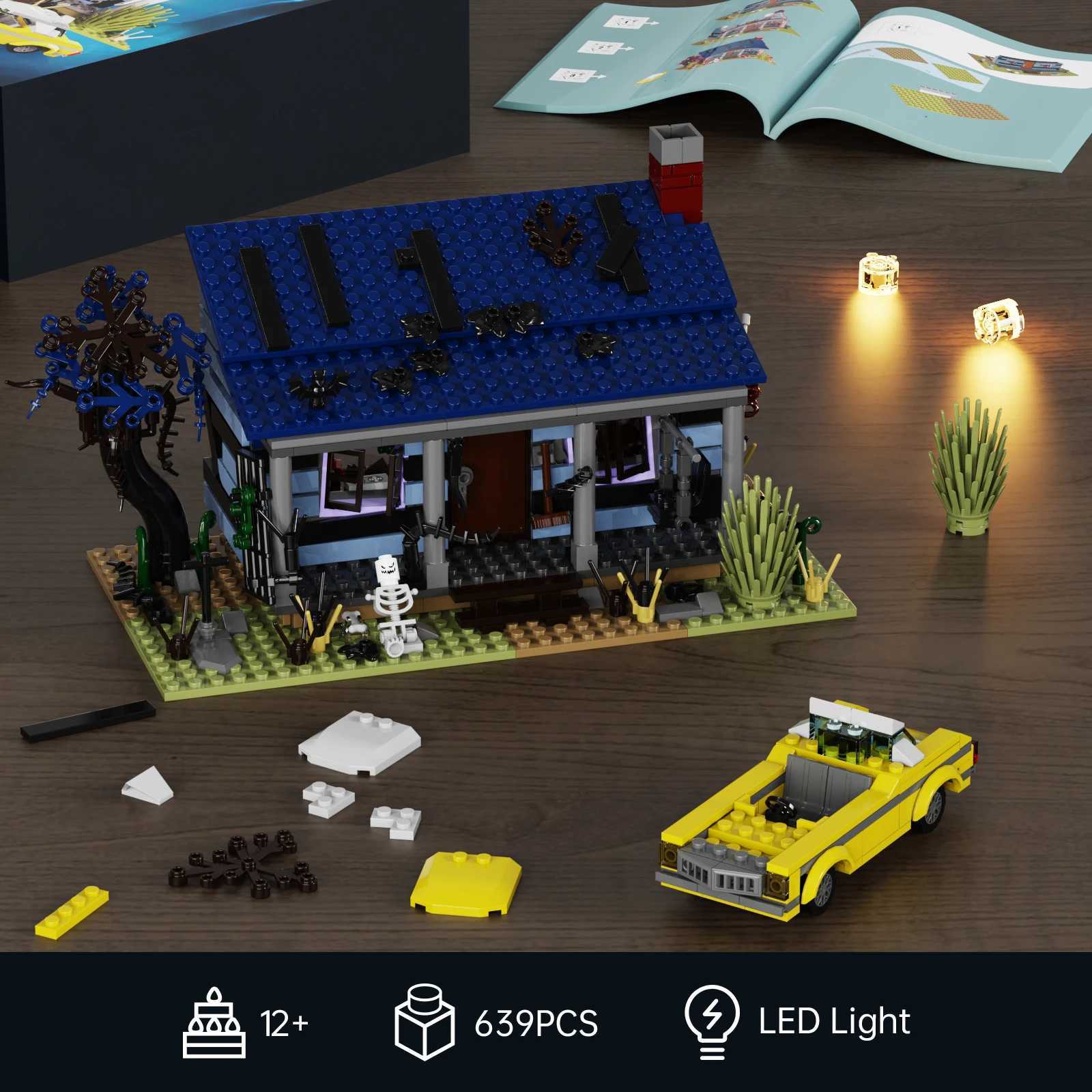 Evil Dead Horror House Building Block Set with LED Light Haunted House Hut Model Toys for Boys and Girls Halloween Gifts (639 Pcs) XJ250702