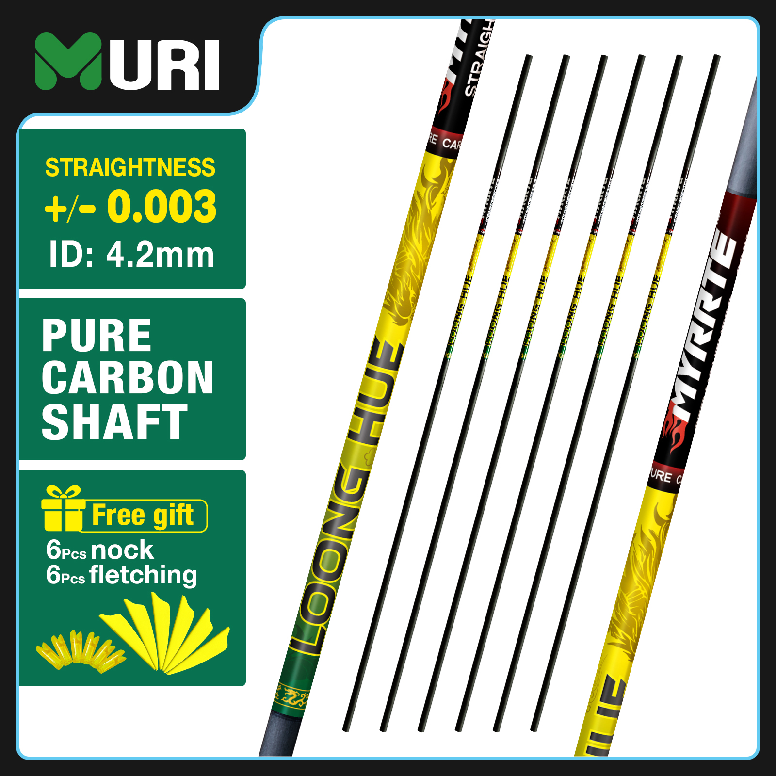 31-inch Carbon Shaft +/-.003 Straightness Spine 350-1500 DIY Pure Carbon Arrow Shaft Arrows Hunting Shooting Shaft Can Be Customized 6Pcs