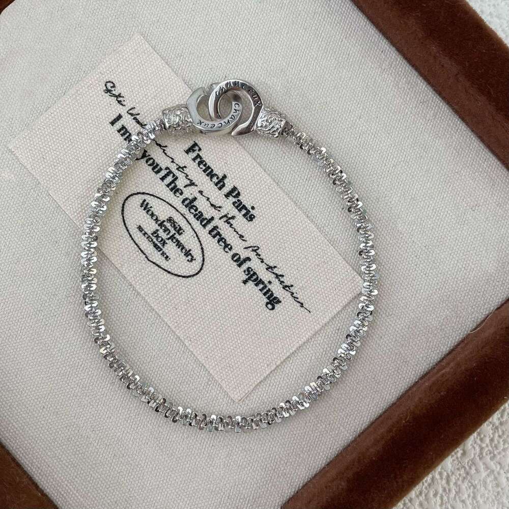 DHcollections New Sparkling Starry Sky Double Ring Lock Letter Bracelet Elegant Simple Light Niche Exquisite