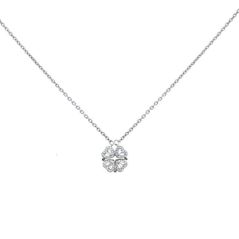DHCollections Transformable Four Leaf Clover Heart Pendant Necklace Lucky Charm Gothic Style Jewelry for Women Sweater Chain