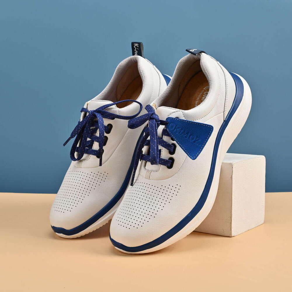 Stylish Blue and White Casual Sports Shoes with Functional Insoles - Comfortable Breathable Low-Top Design by Okimoz