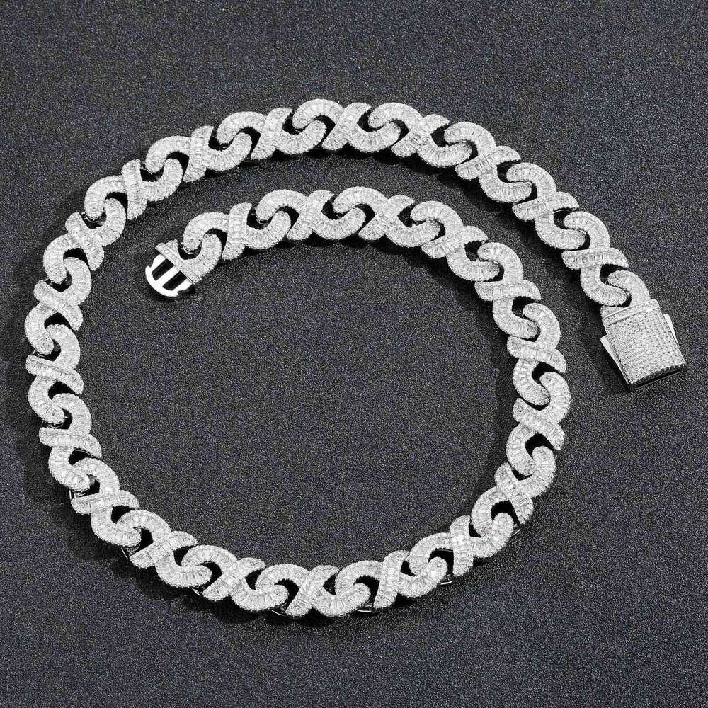 Figure 8 T Square 12mm Infinite Inlaid with Zircon Cuban Chain Hip Hop Personality Street Necklace 8621
