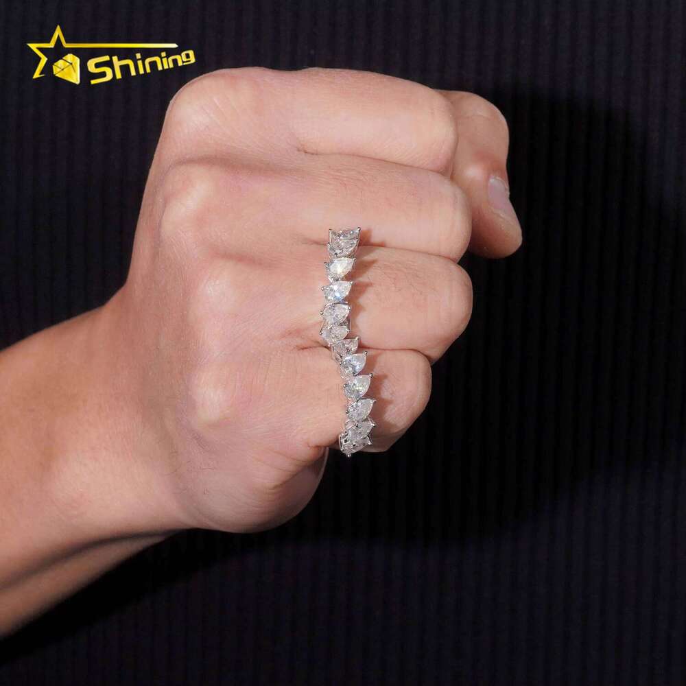 Fast Shipping Price Sterling Silver Half Eternal Pear 4 * 6mm VVS Silicon Stone Ring