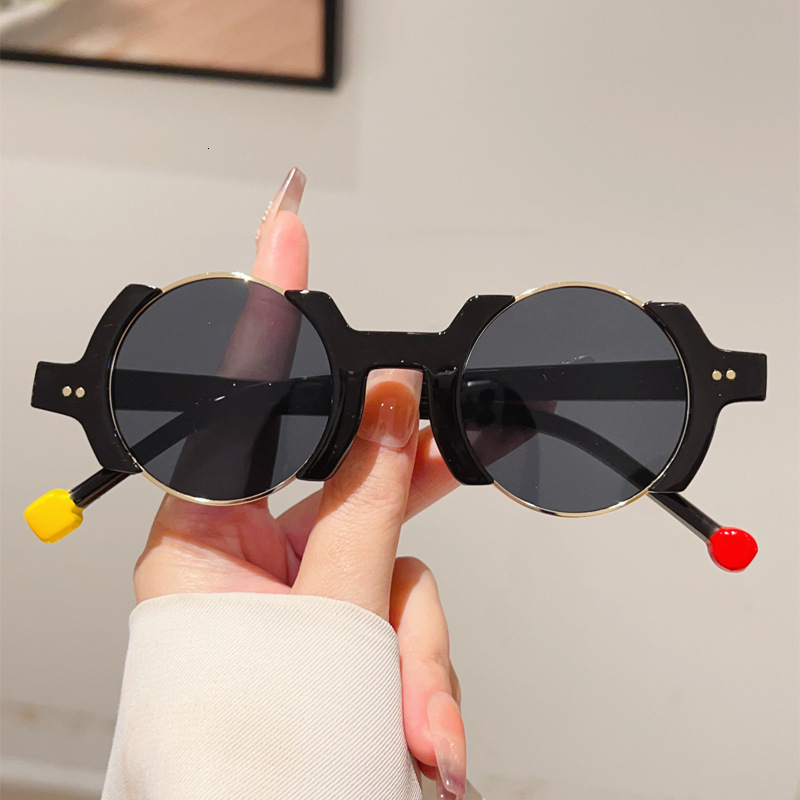 Designer Sunglasses New Fashion Contrast Color Round Frame High-Quality Hip Hop Bold Streetwear Premium Shades