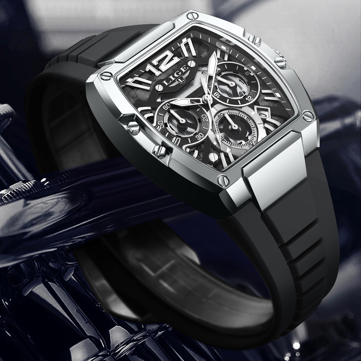 LIGE Men's Quartz Watch Fashion Business Watch Multifunctional Chronograph 24-hour Small Dial Holiday Gift Teen Watch Waterproof Watch