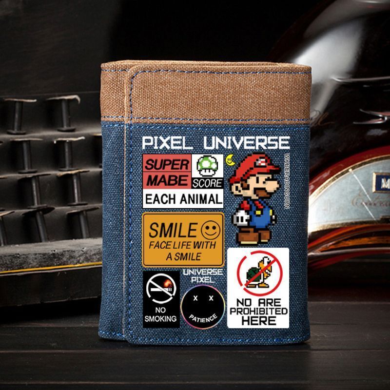 Free Shipping Designer Luxury Cute Mario Wallet For Men Vertical Style Fashion Trend Student Youth Game Cartoon Anime Peripheral Card Holder