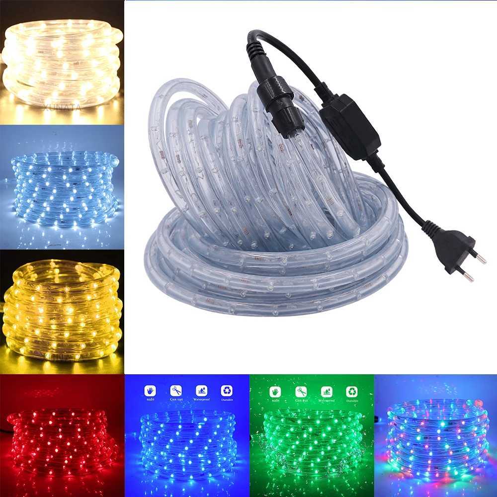 220V 110V Rainbow Tube Rope Light Waterproof Christmas Party Decoration Outdoor Neon Sign White Blue Yellow Multicolor LED Strip W250701
