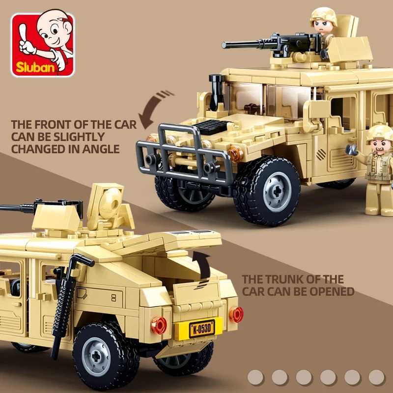 Sluban 265PCS WW2 Military SWAT H2 Assault Vehicle Building Blocks Army Soldier Armor Car Model Bricks DIY Toys Gifts for Kids Y250701