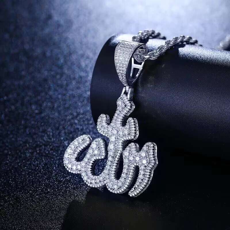 Moissanite Sparkling Islam Muslim Rune Pattern Pendant Allah Religious Necklace 925 Sterling Silver Mens Hip Hop Jewelry Gifts
