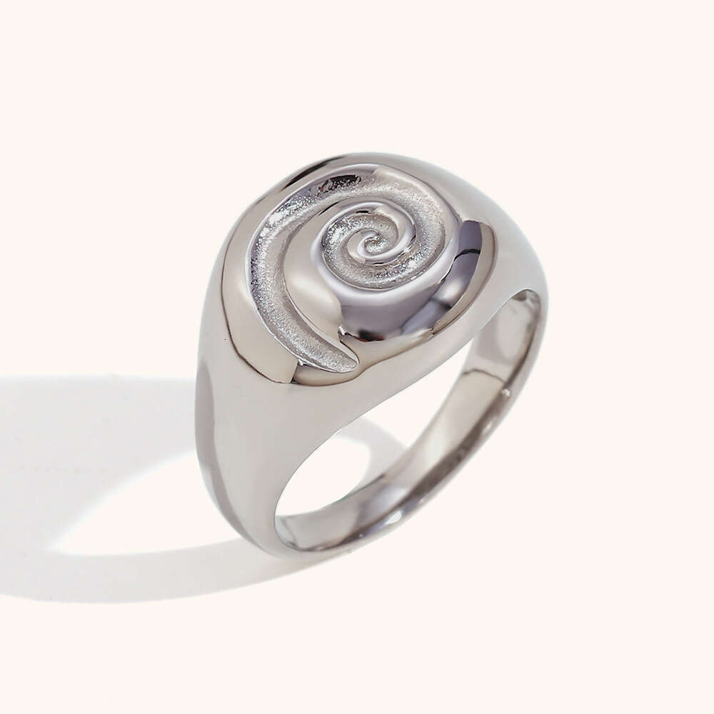 Swirl Ring 18K Gold Plated 316L Stainless Steel Minimalist Jewelry for Women US Size 6 to 8