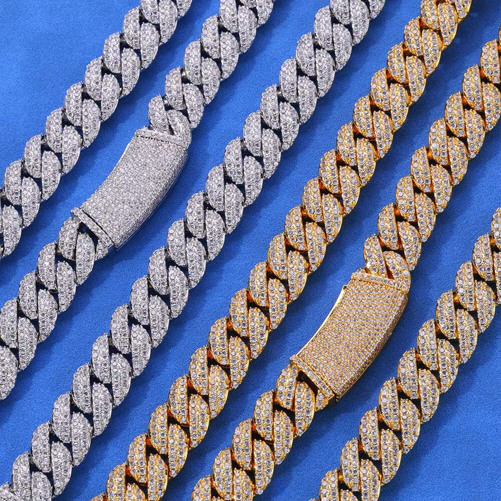 Jewelry Customized S925 Silver Moissanite Necklace Bubble Full Diamond Cuban Chain