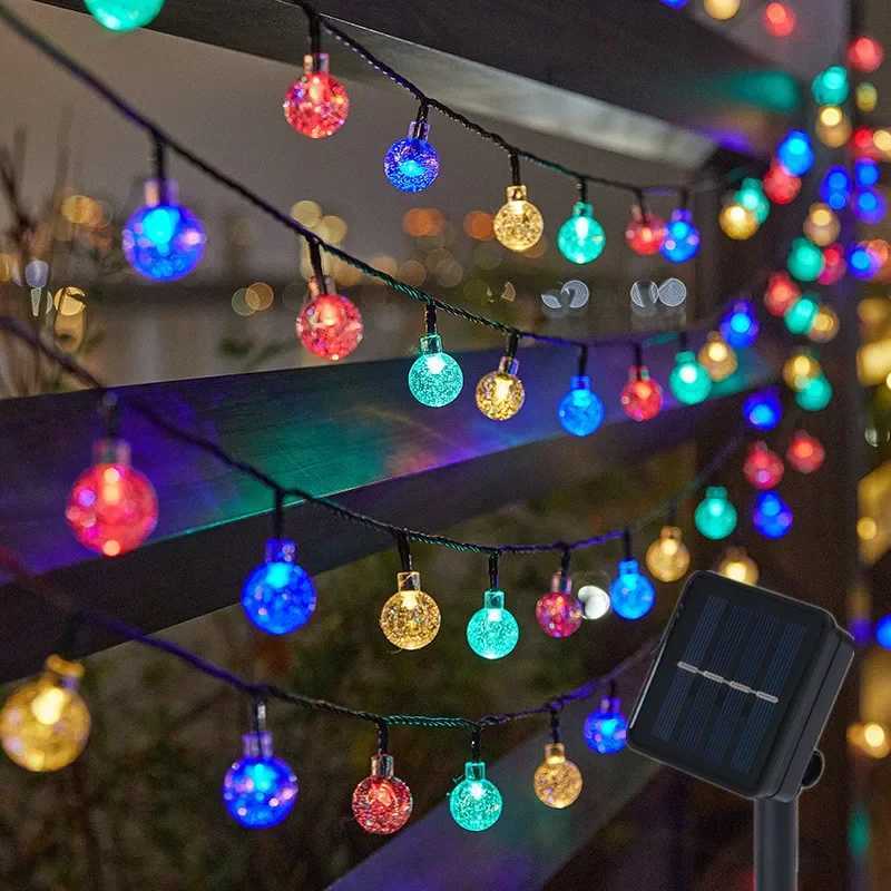 2024 New Solar Crystal Globe LED String Lights LED Solar Outdoor Light IP65 Fairy Light Christmas Garland for Garden Party Decor W250701