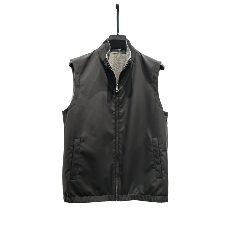 Stand up collar sleeveless double-sided vest vintage money layering aesthetic model double-sided down vest