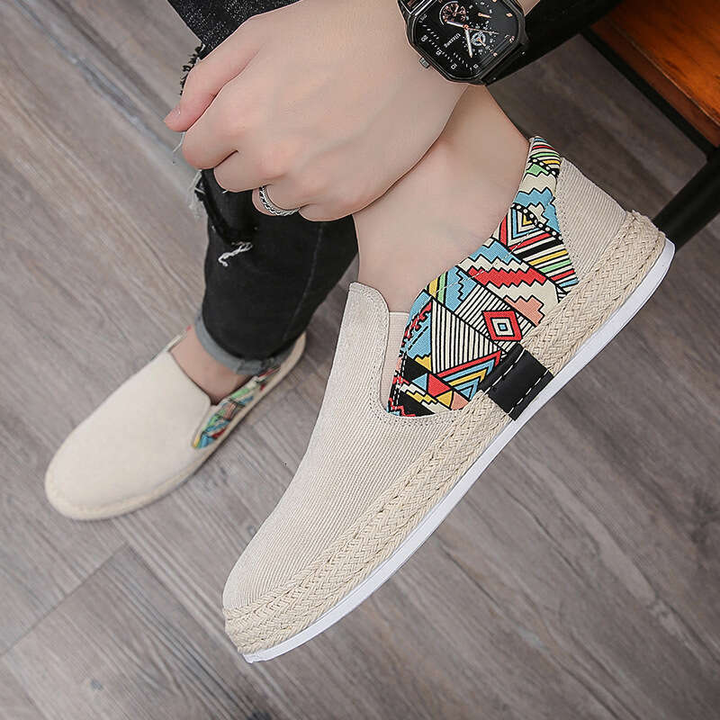 Casual Free shipping big size Corduroy Low-top Fisherman Canvas Slip-on Lazy Cloth Trendy Men's Shoes