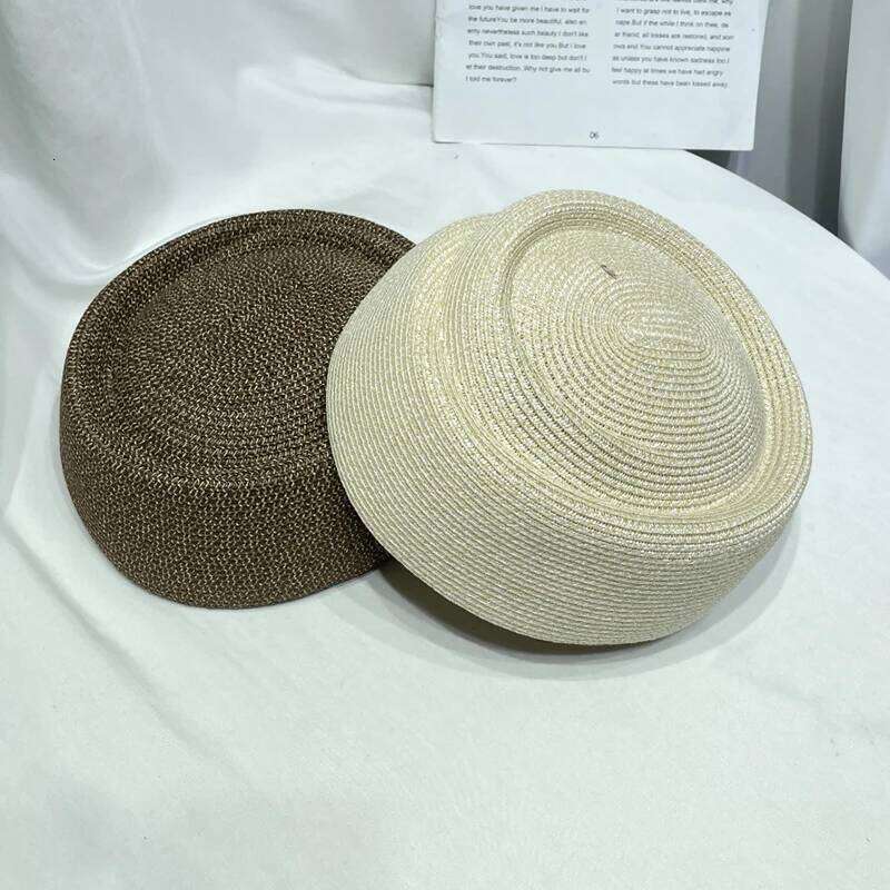 Women Straw Cap Summer French Beret Woven Sun Church Derby Party Fedoras Hostesses Pillbox Hat Millinery Fascinator Base