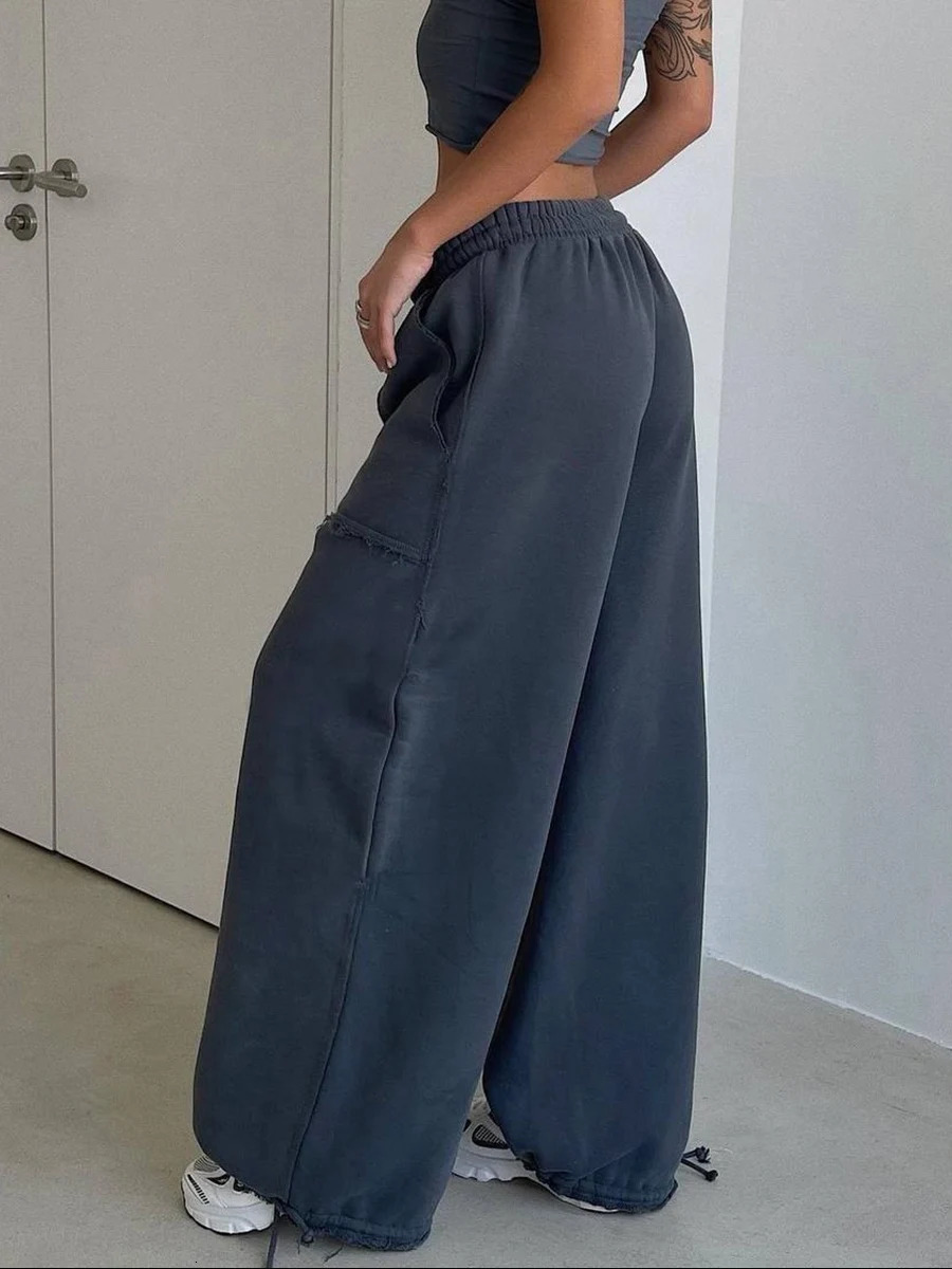Grey Sweatpants Women Baggy Korean Style Oversize Wide Leg Sports Pants Autumn Trouser Casual Vintage Harajuku Fashion 250624