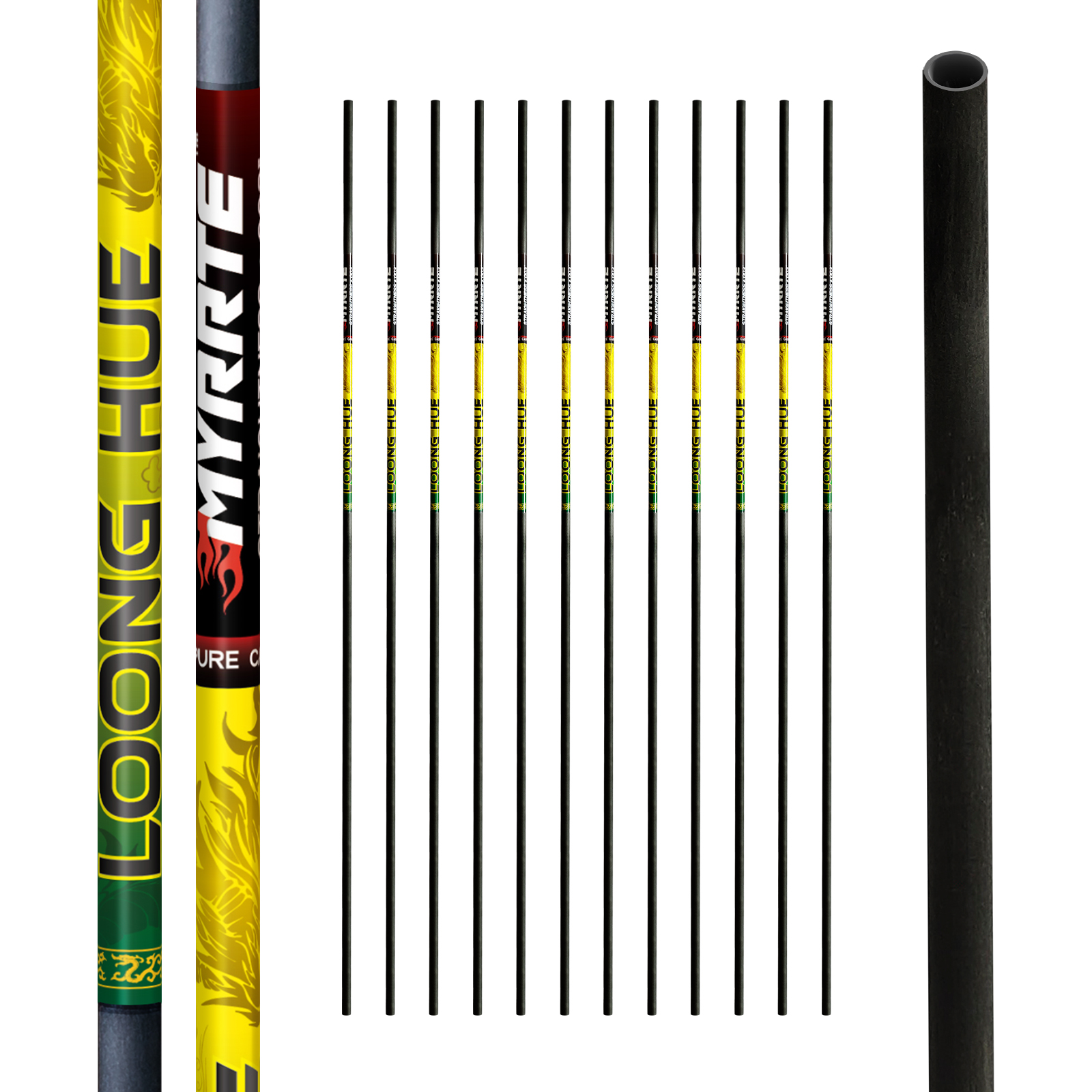 31-inch Carbon Shaft DIY 12Pcs +/-.003 Straightness Spine 350-1500 Pure Carbon Arrow Shaft Arrows Hunting Shooting Shaft Can Be Customized