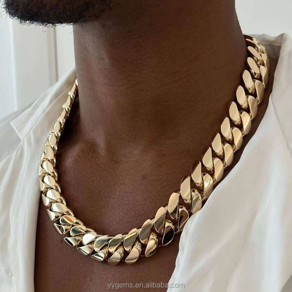 Ordinary Real GoldPlated Miami Solid Sier Unisex Chain Moissanite Lock Cuban Necklace Jewelry