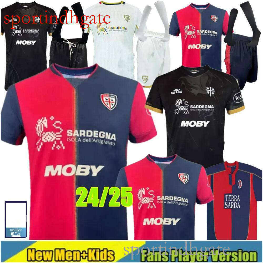 24 25 Cagliari Calcio Retro soccer jerseys Christmas Zola Gobbi 2003 04 05 Joao Pedro Godin Nandez Centenary Kids Kit socks full sets football shirts Men kids
