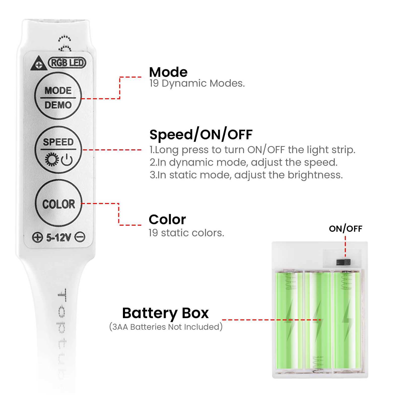 5V RGB Neon Strip Light 1M 2M 3M 3AA Battery Box With Bluetooth Remote Control Waterproof Flexible Ribbon Tape For Home Decor W250701