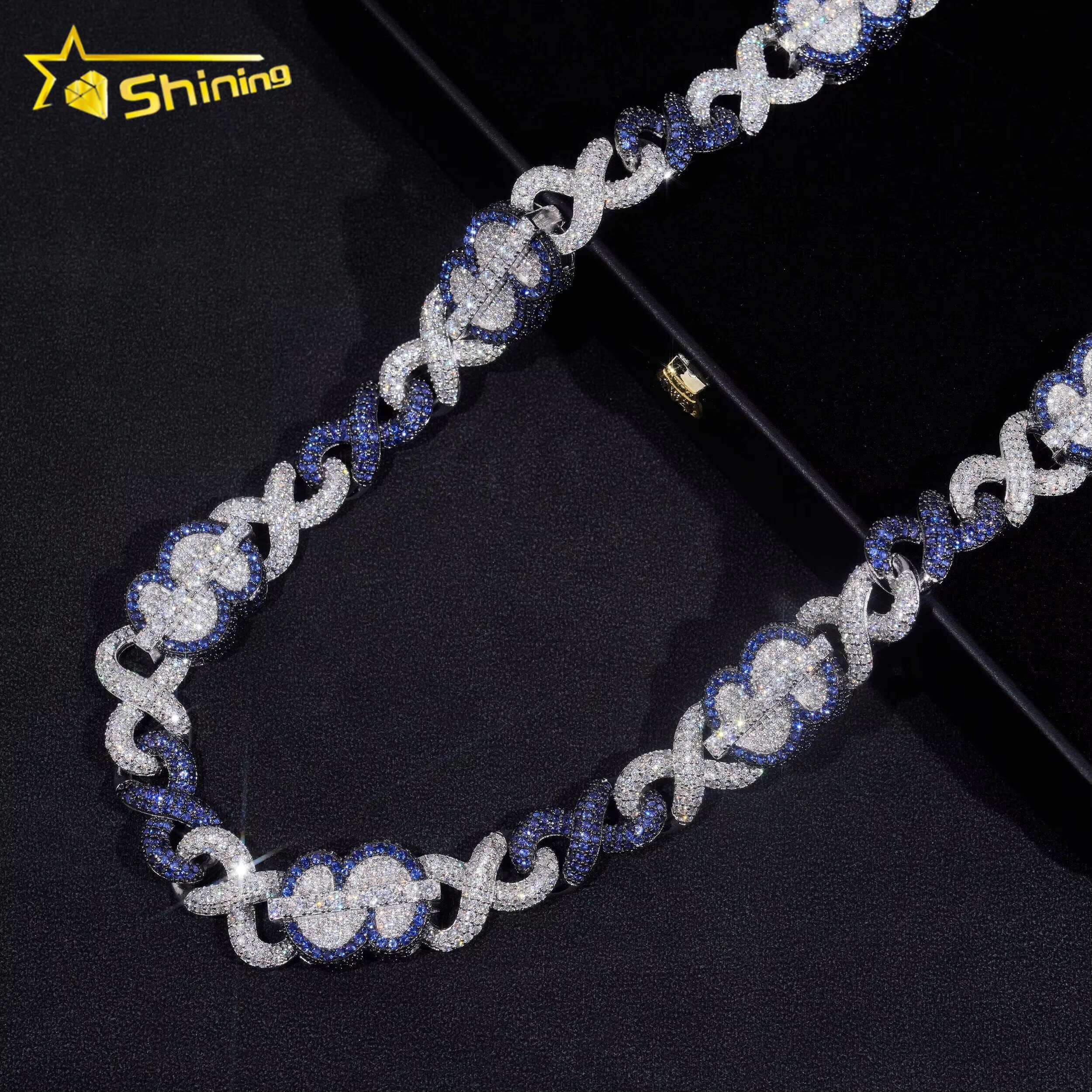 Rappers Hip Hop Jewelry Chain Gold Plated 925 Sterling Silver VVS Moissanite Diamond Iced Out Necklace Cuban Link Chain